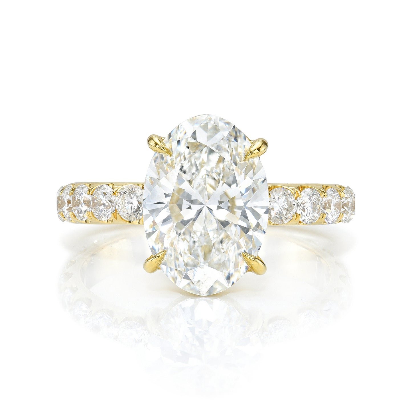 Oval Cut Pave Diamond Hidden Halo Yellow Gold Engagement Ring