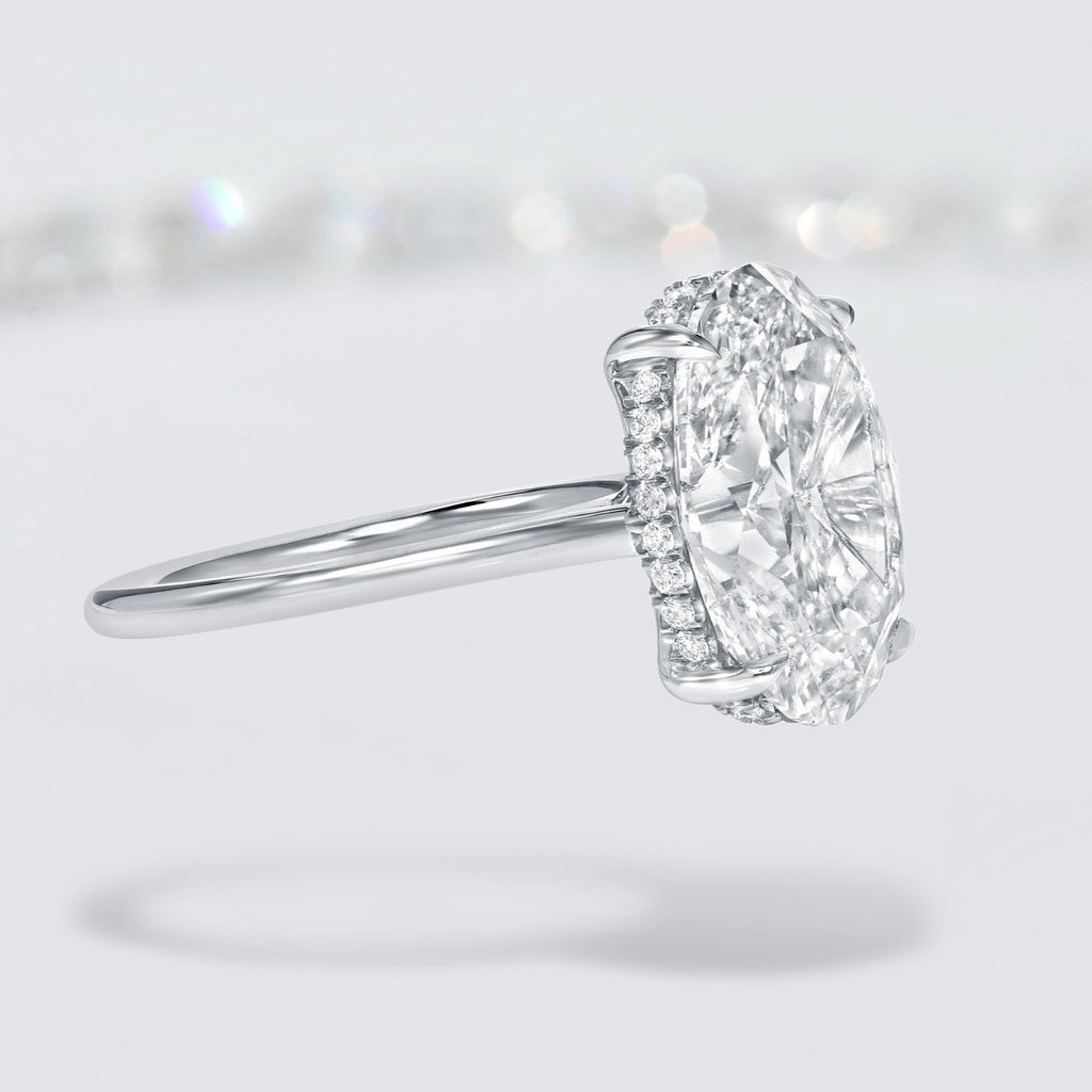 Oval Cut Diamond Engagement Ring with Pave Cathedral