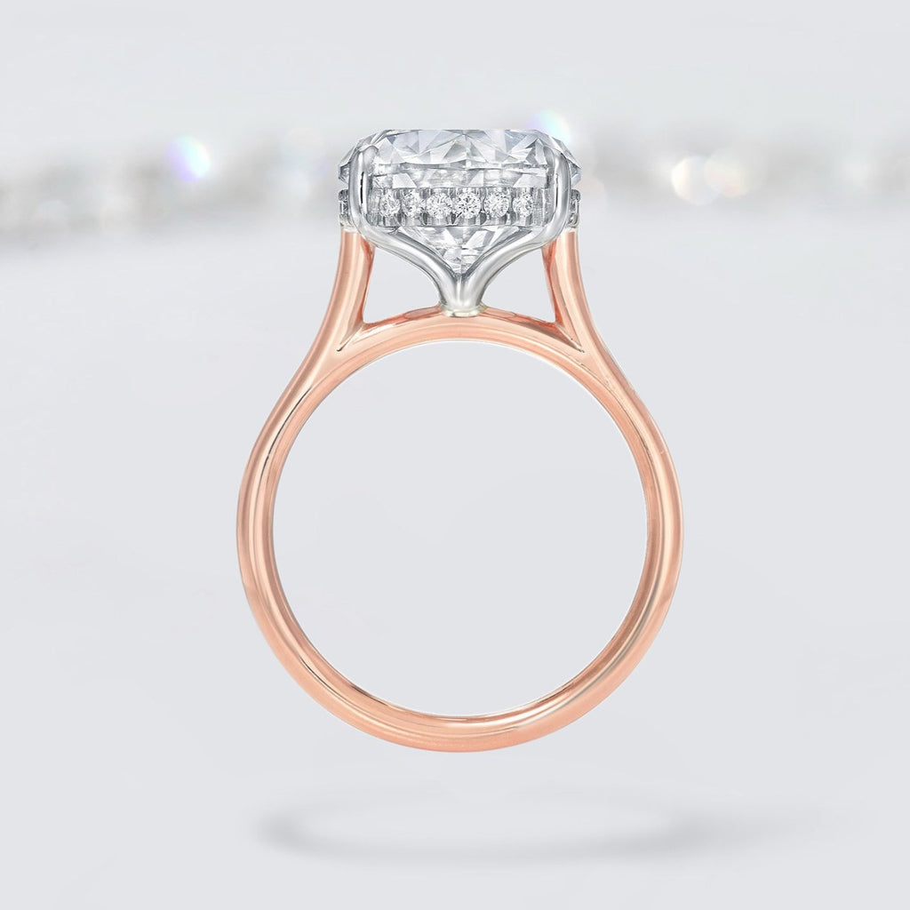 Oval Cut Diamond Engagement Ring with Pave Cathedral