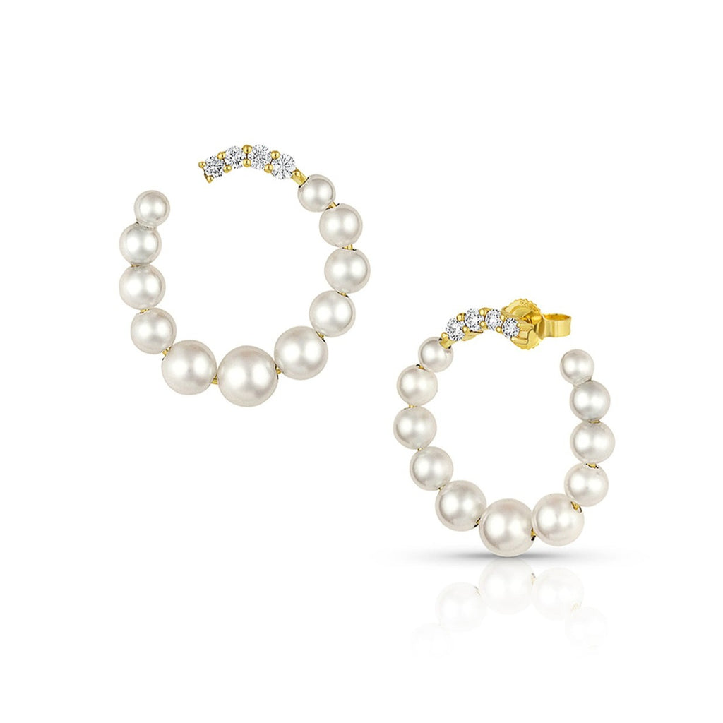 Pearl & Diamond Circle Hoop Earrings