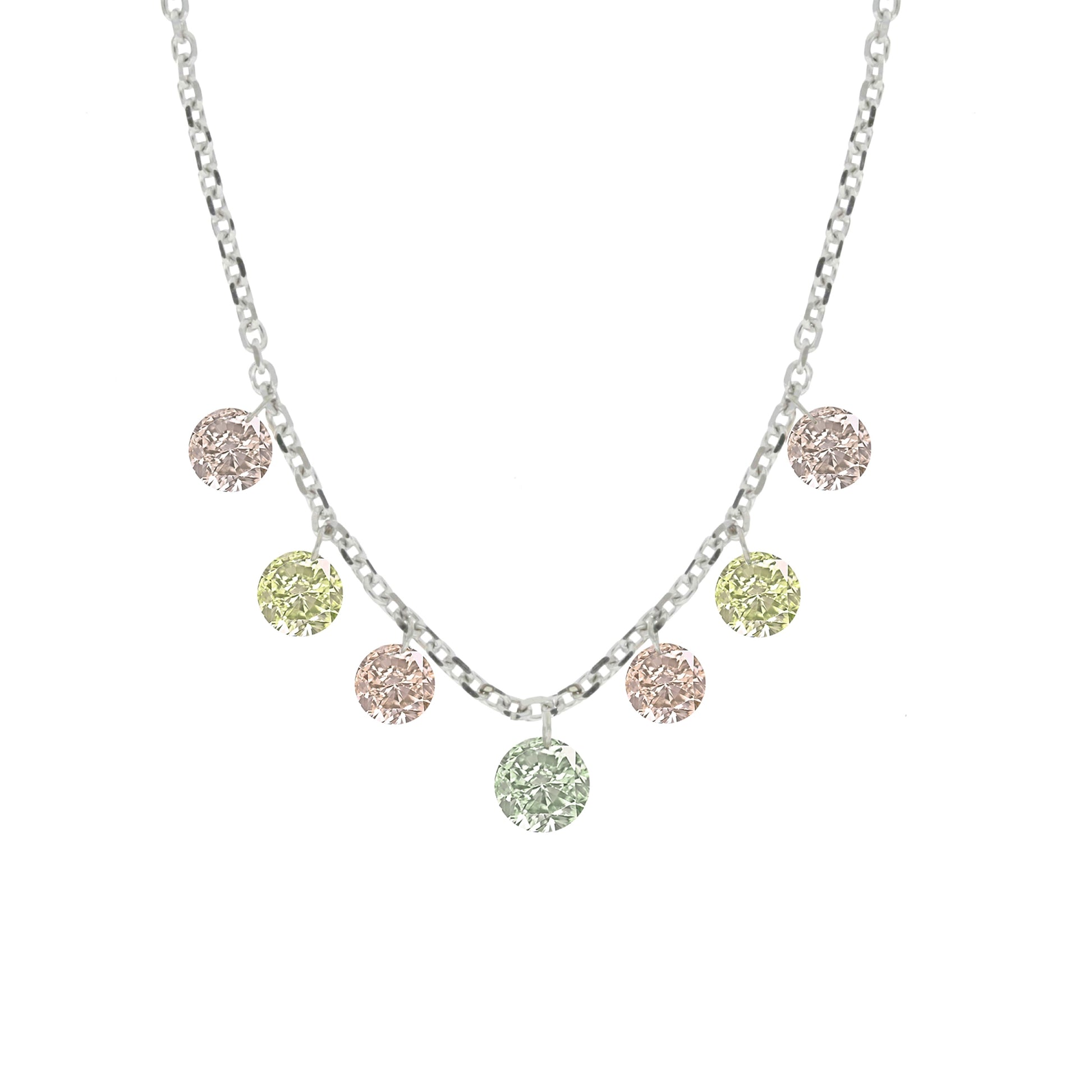 Miss Diamond Ring fancy colored diamonds pendant necklace in white gold
