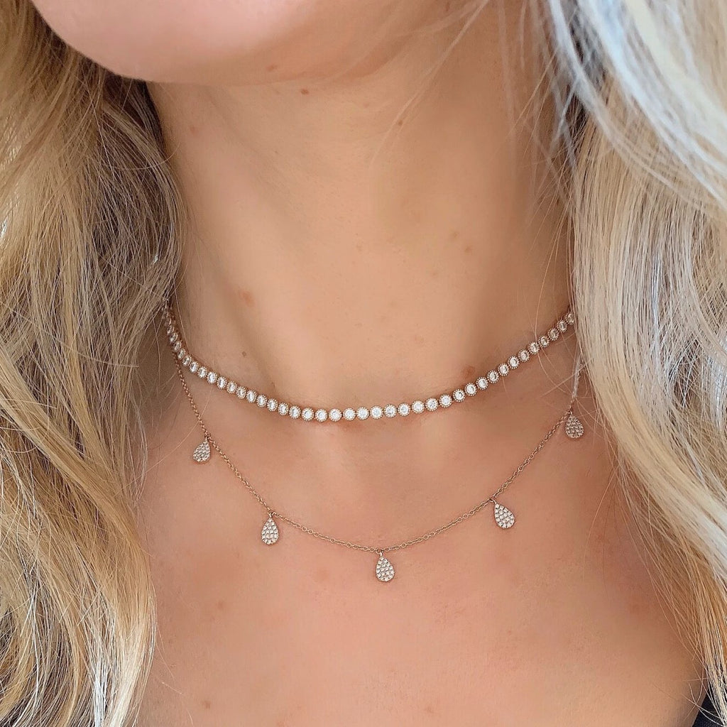 Pave Diamond 5 Drop Necklace