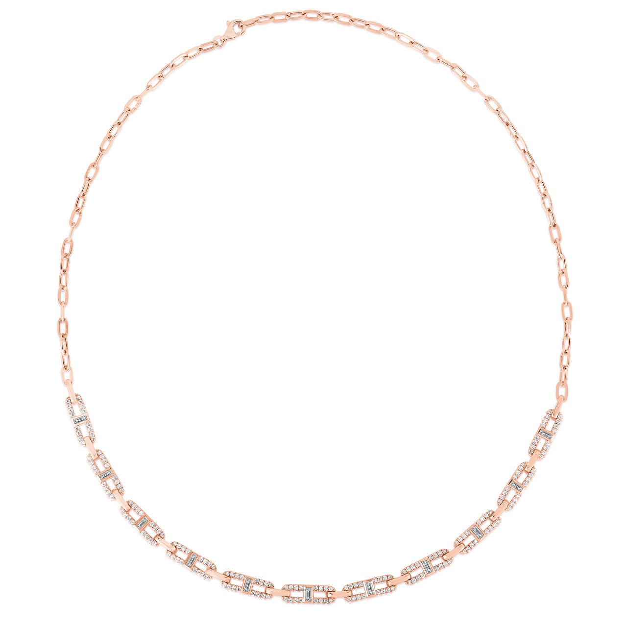 Baguette Link Diamond Necklace