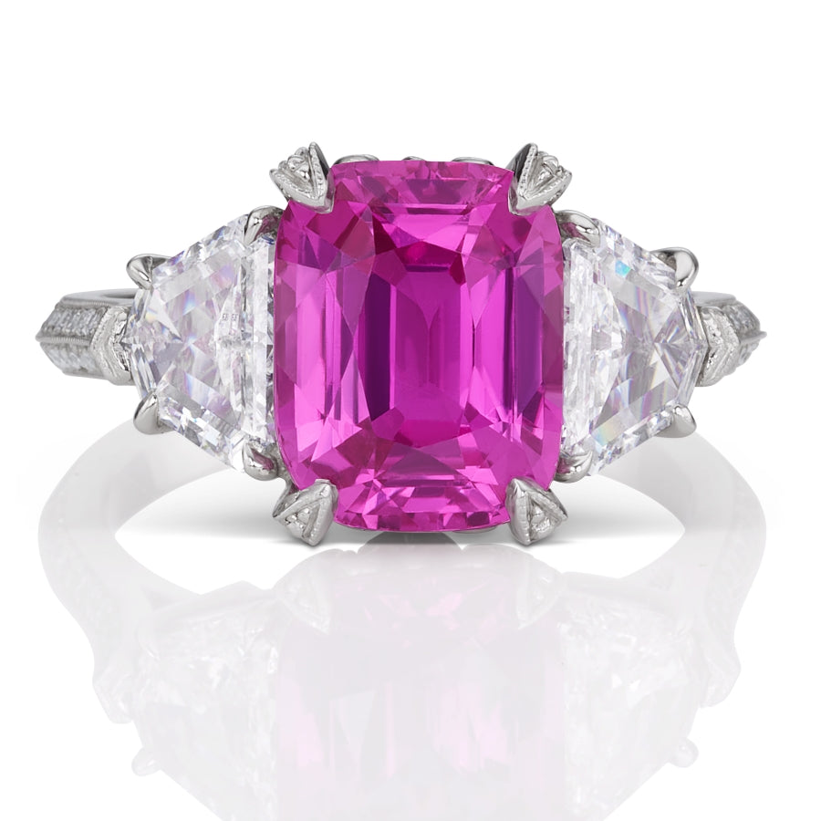 4 Ct. Three Stone Pink Sapphire Ring