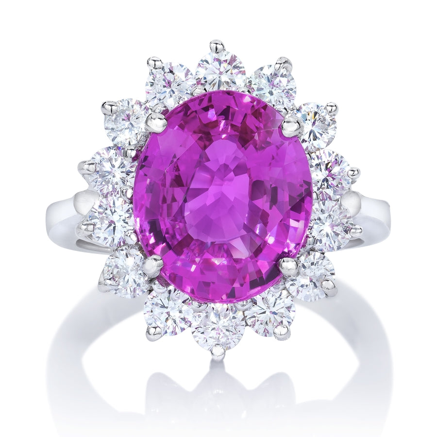 5 Ct. Halo Pink Sapphire Diamond Ring