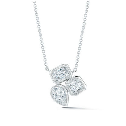 Frivolous Pear Cluster Diamond Pendant Necklace