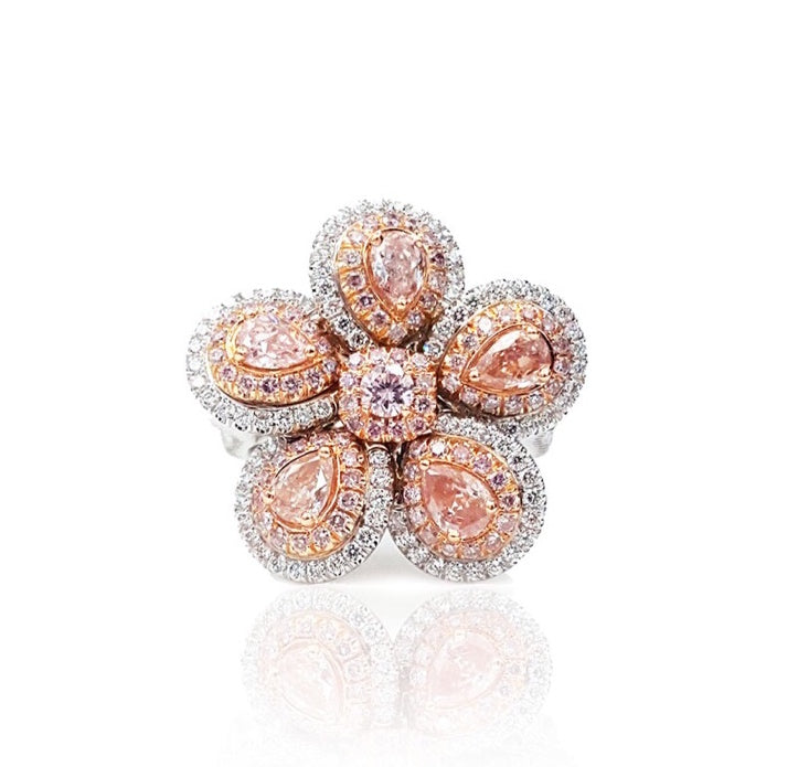 Miss Diamond Ring Flower Pink Diamond Jewelry