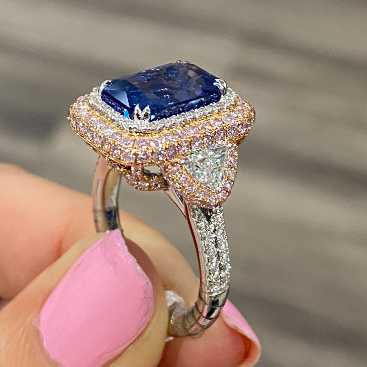 Pink and blue engagement ring discount