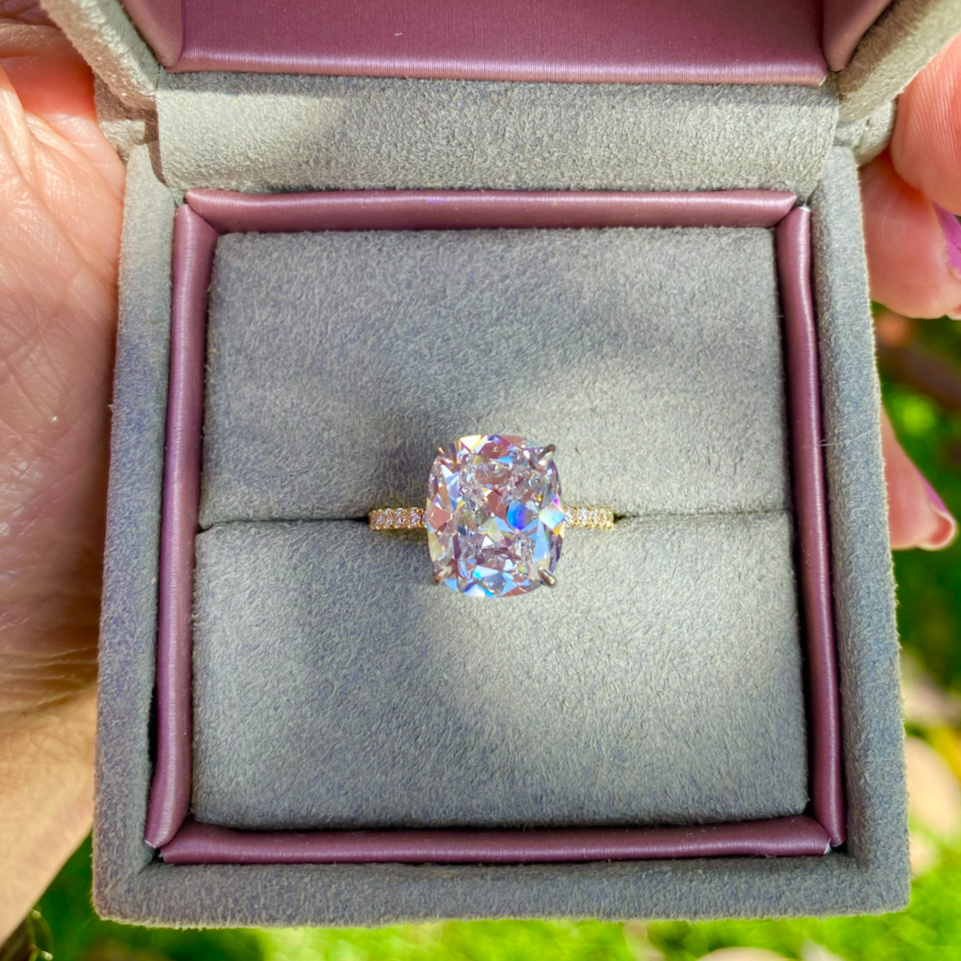 Cushion Brilliant Two Tone Bespoke Diamond Solitaire Ring