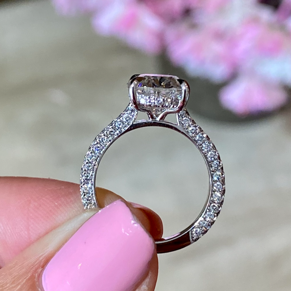 Oval Brilliant 3D Pave Engagement Ring