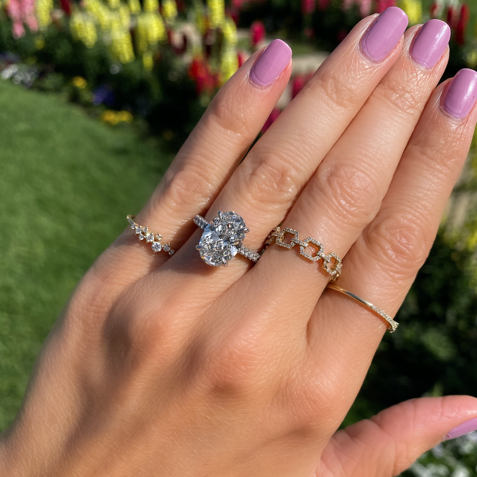 Oval Brilliant 3D Pave Engagement Ring