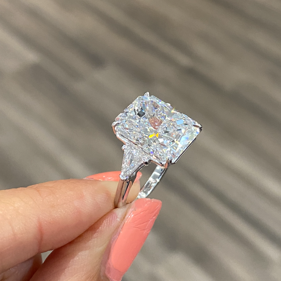 Elongated Radiant Diamond with Bullet Side Stones