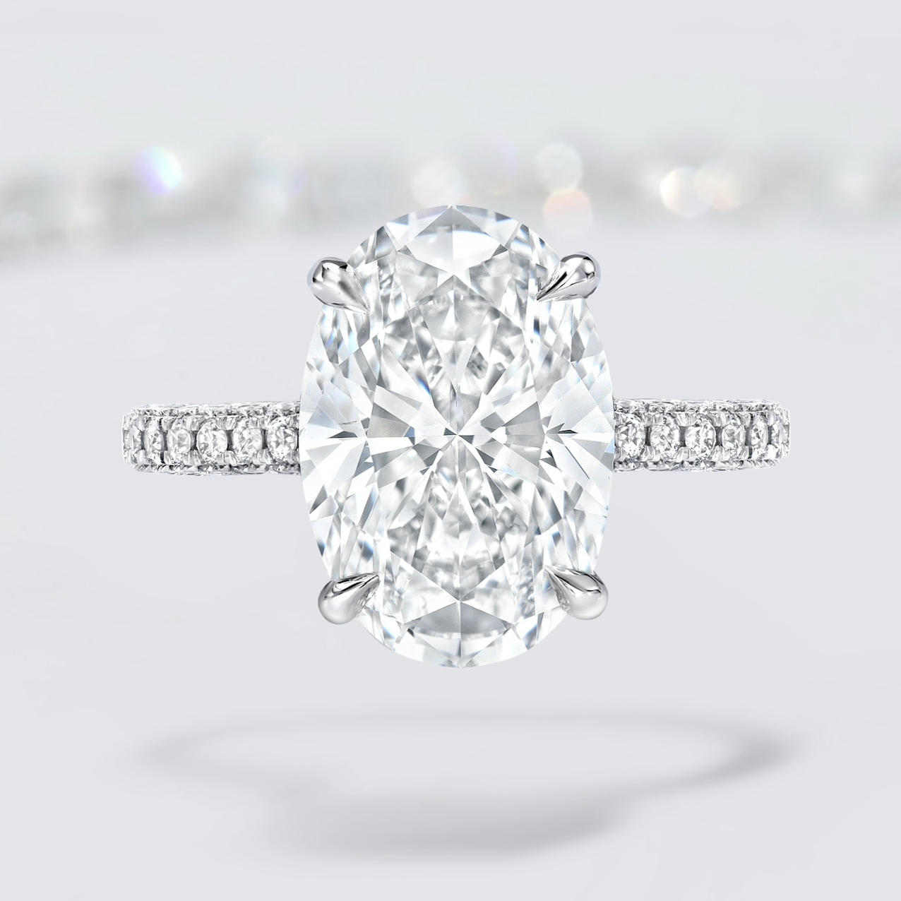 Oval Brilliant 3D Pave Engagement Ring