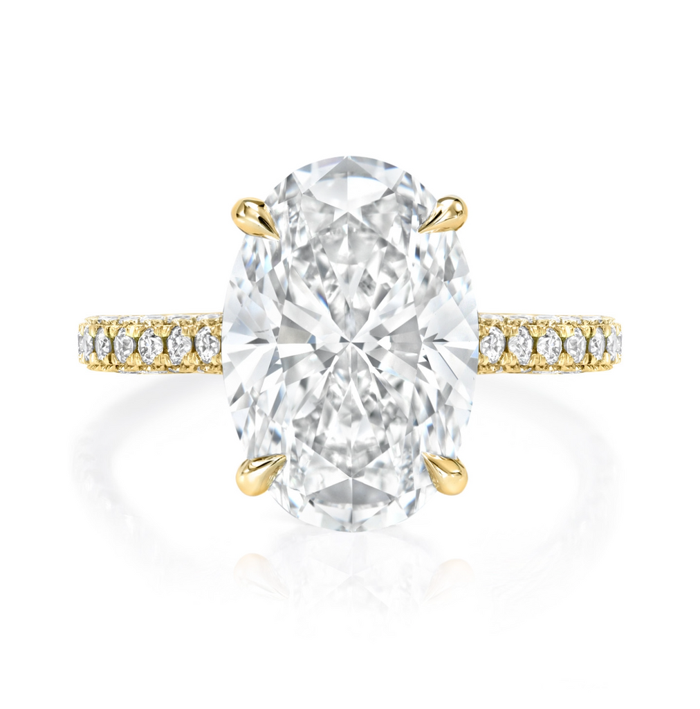 4 carat Oval Brilliant 3D Pave Engagement Ring