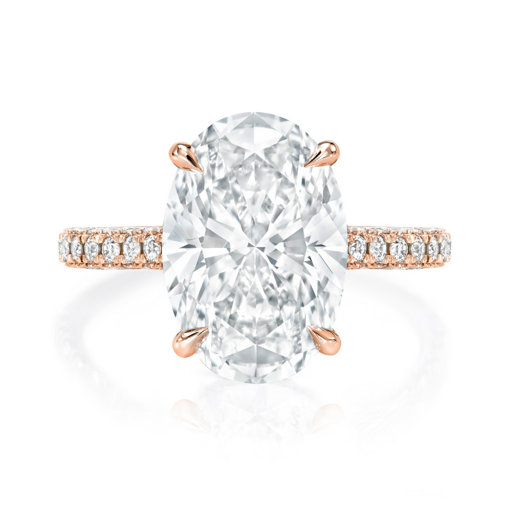 4 carat Oval Brilliant 3D Pave Engagement Ring