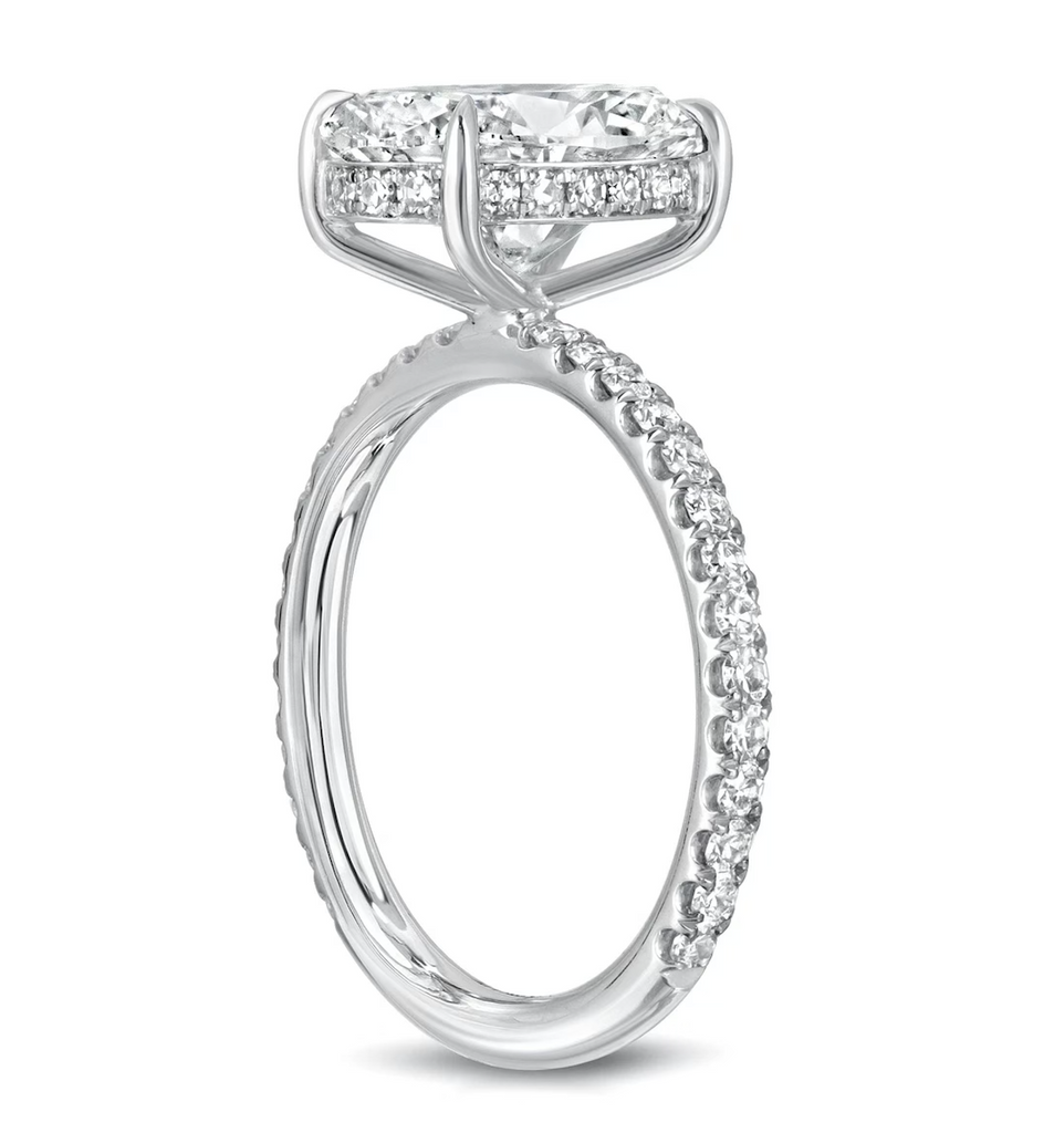 4 carat Oval Brilliant 3D Pave Engagement Ring