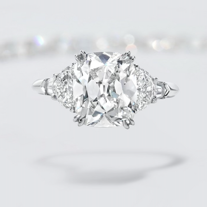 Antique Cushion Brilliant 3 Stone Engagement Ring