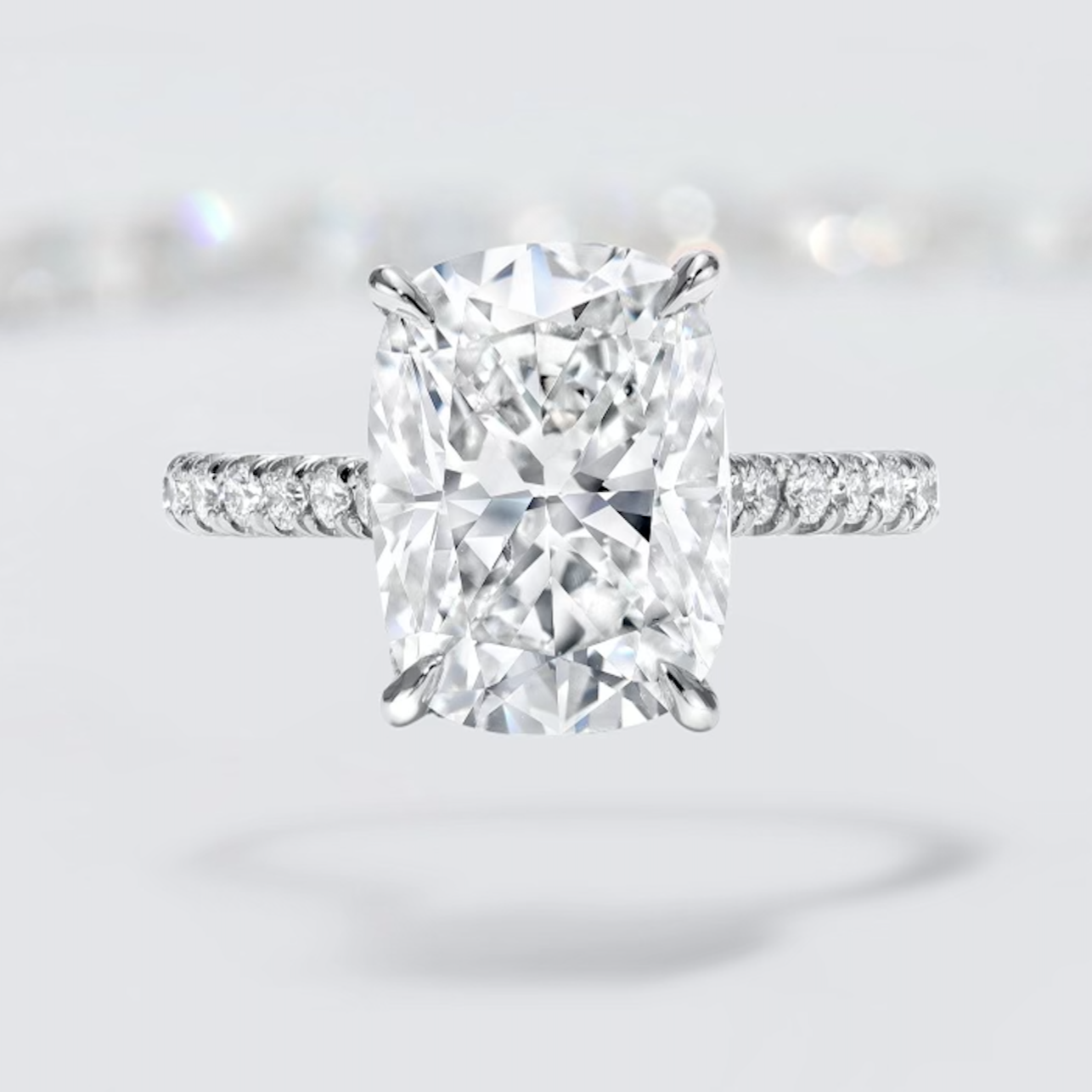 Elongated Cushion Diamond Engagement Ring