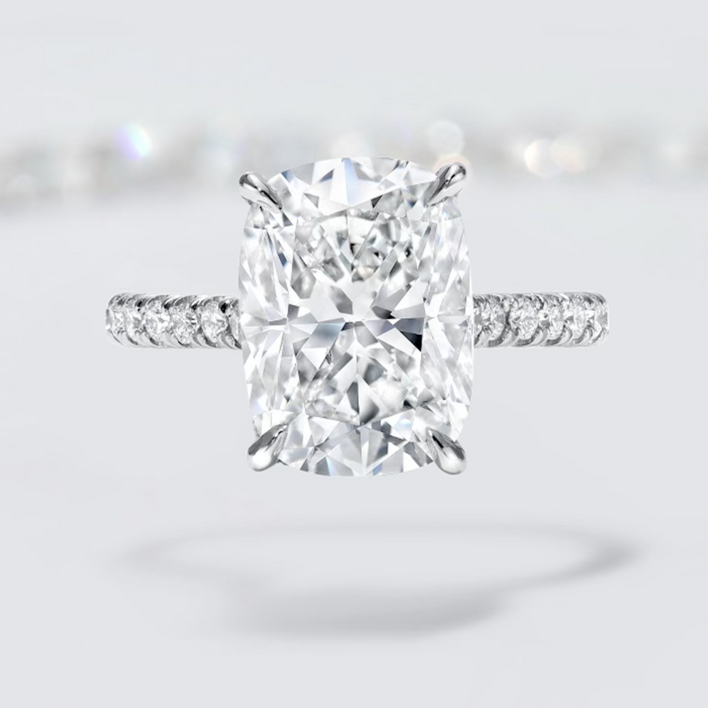 Elongated Cushion Diamond Engagement Ring