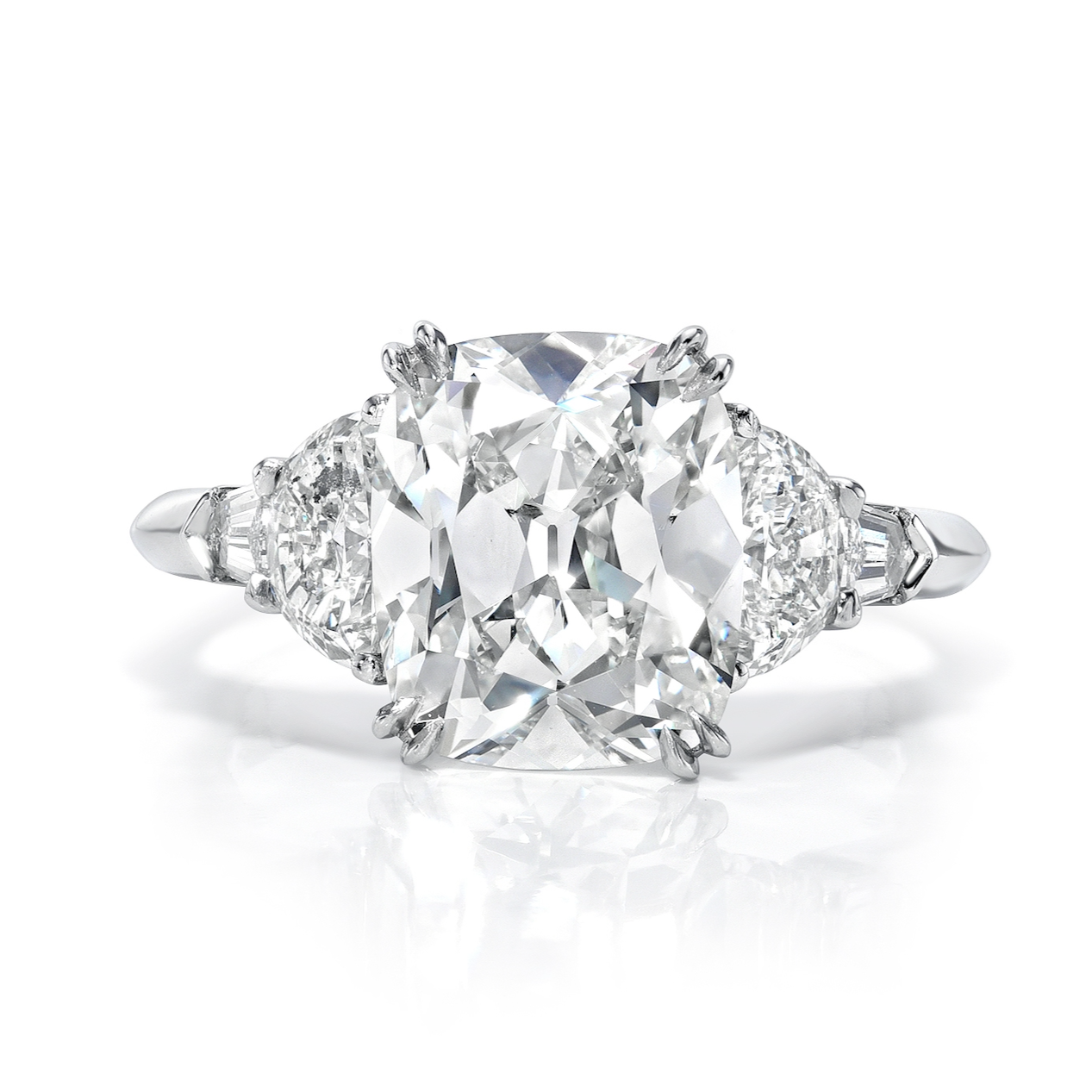 Antique Cushion Brilliant 3 Stone Engagement Ring