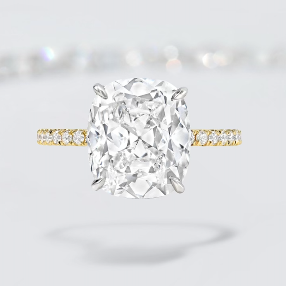Cushion Brilliant Two Tone Bespoke Diamond Solitaire Ring