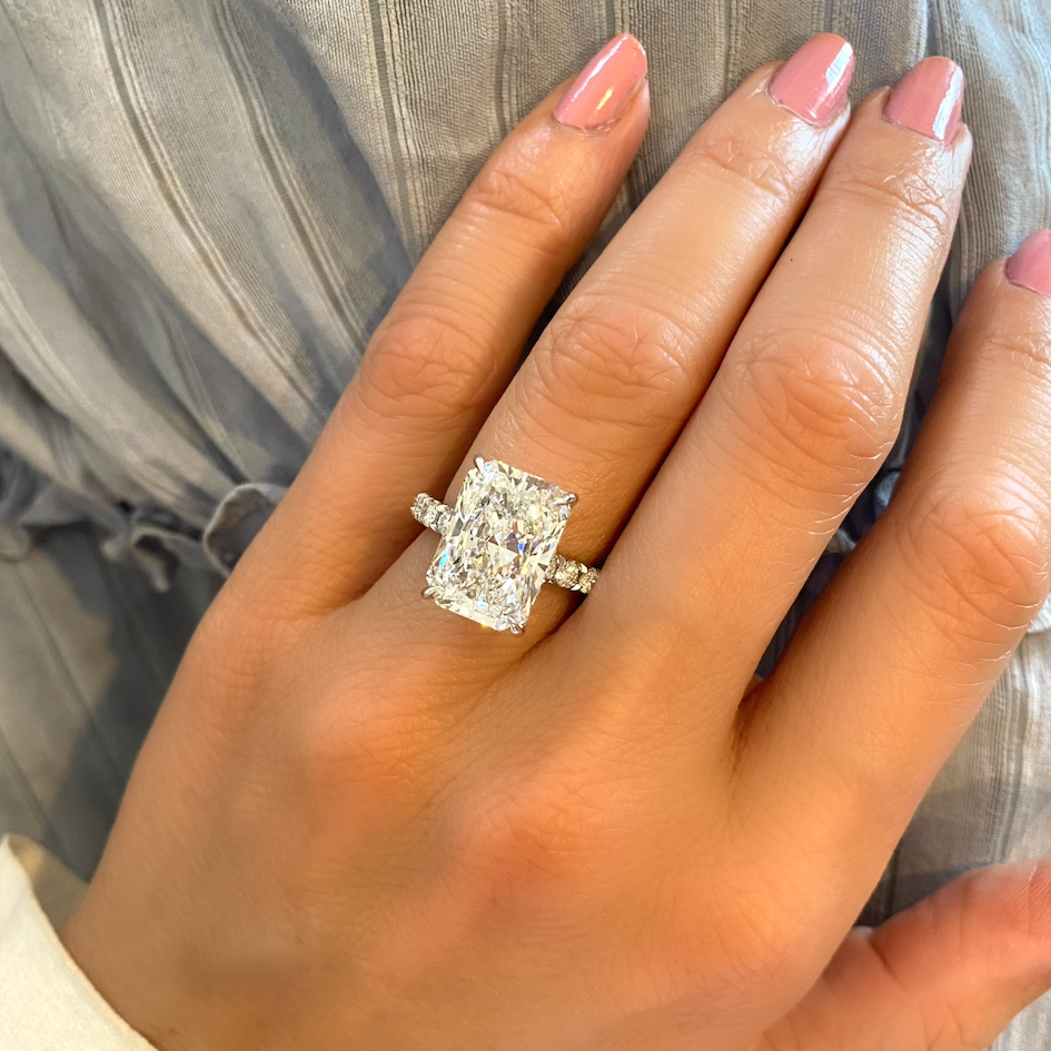 8 carat Radiant Cut Pave Diamond Engagement Ring