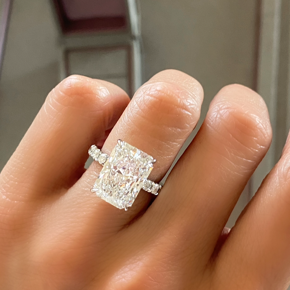 8 carat Radiant Cut Pave Diamond Engagement Ring