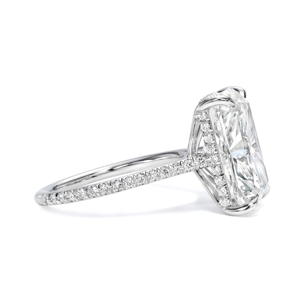 6 carat Radiant Cut Pave Diamond Engagement Ring