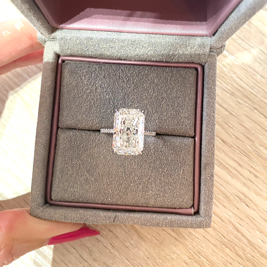 6 carat Radiant Cut Pave Diamond Engagement Ring