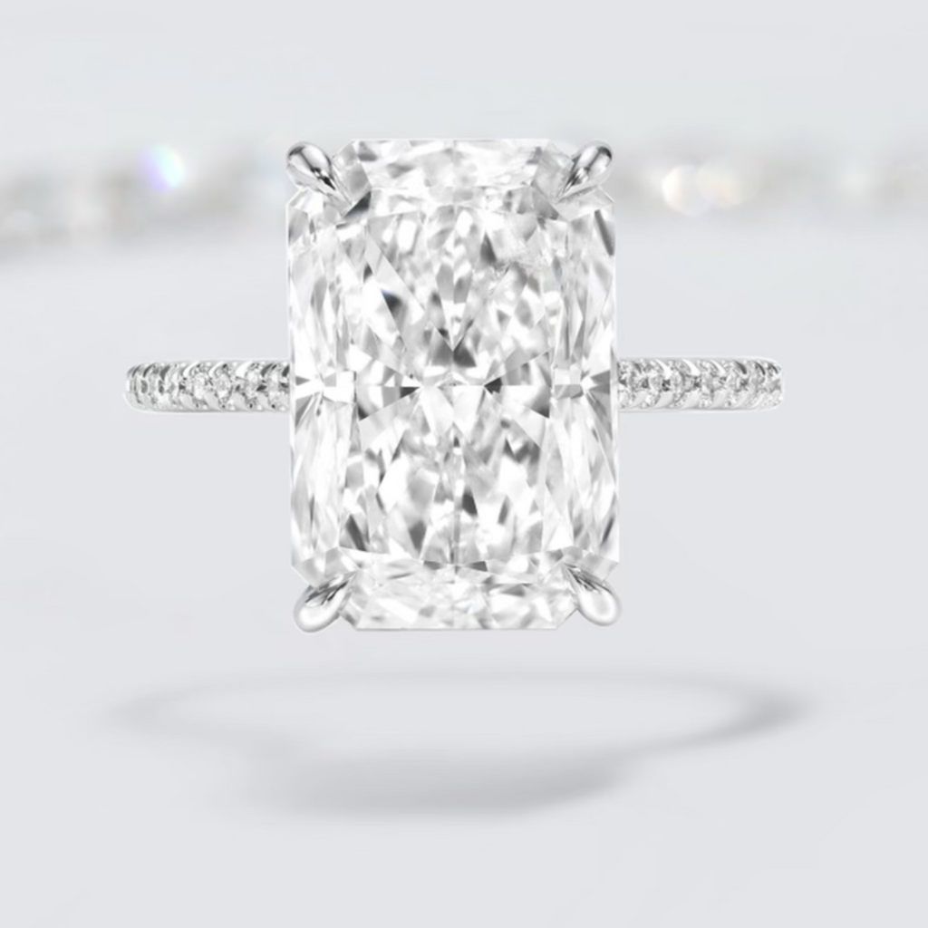 6 carat Radiant Cut Pave Diamond Engagement Ring Miss Diamond Ring