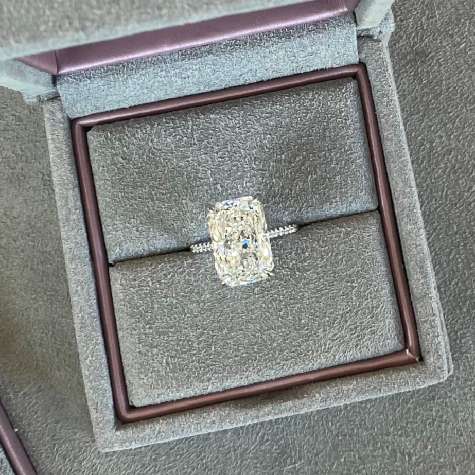 6 carat Radiant Cut Pave Diamond Engagement Ring