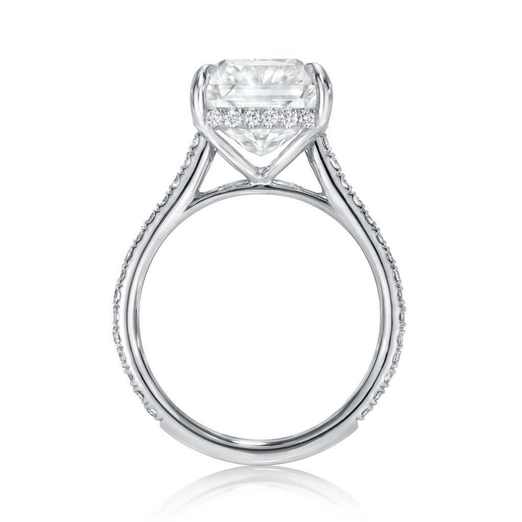 6 carat Radiant Cut Pave Diamond Engagement Ring