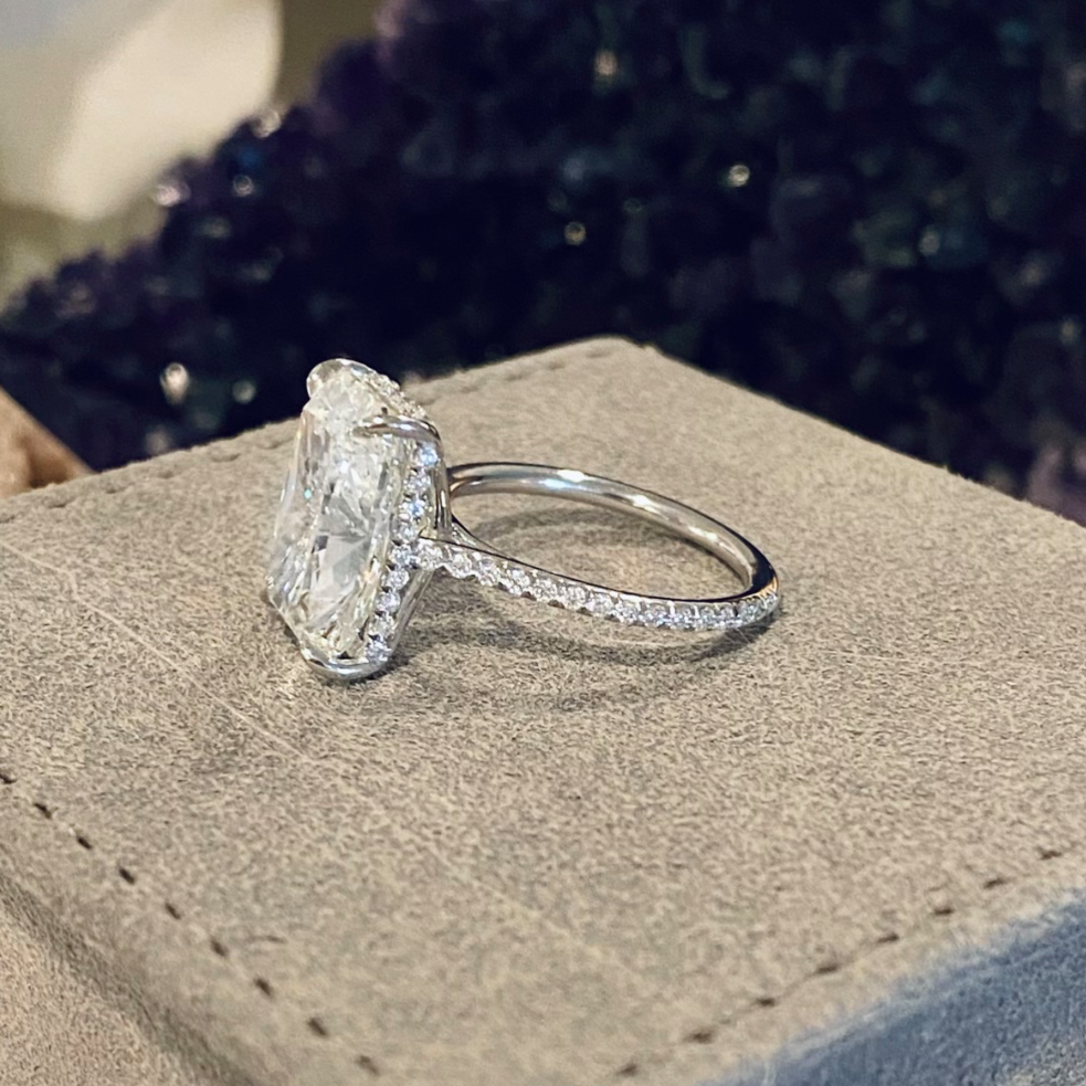 6 carat Radiant Cut Pave Diamond Engagement Ring Miss Diamond Ring
