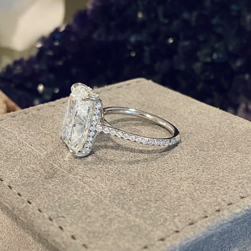 6 carat Radiant Cut Pave Diamond Engagement Ring