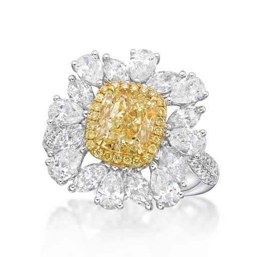 Floral 2 Ct. Fancy Yellow Diamond Ring