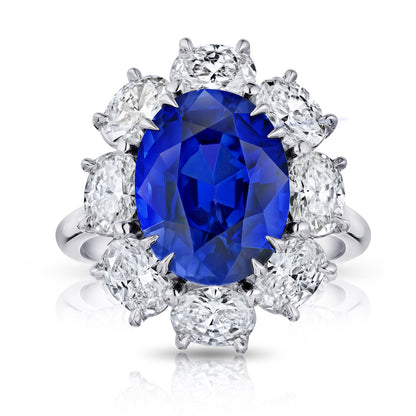 4 Ct. Halo Blue Sapphire Ring