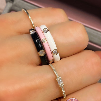 Enamel Diamond Ring