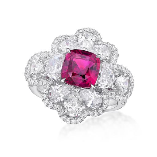 Floral Lace 3 Ct. Pink Sapphire Diamond Ring