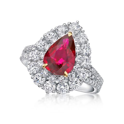 2 Ct. Pear Pink Ruby Diamond Ring