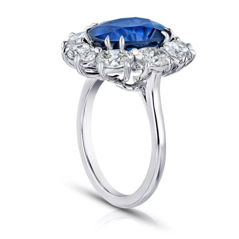 4 Ct. Halo Blue Sapphire Ring