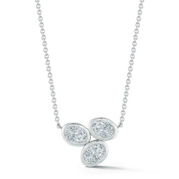 Miss Diamond Ring oval cluster pendant necklace in white gold