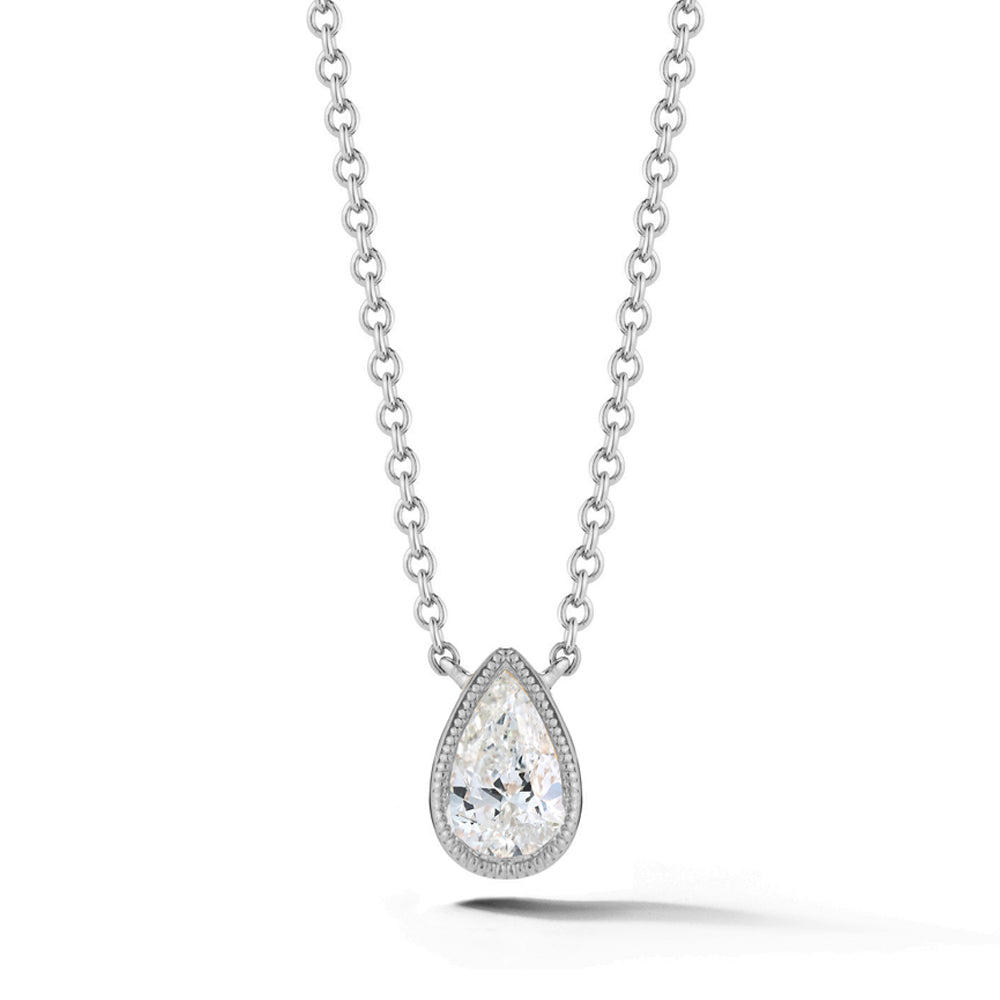 Miss Diamond Ring pear pendant necklace in white gold