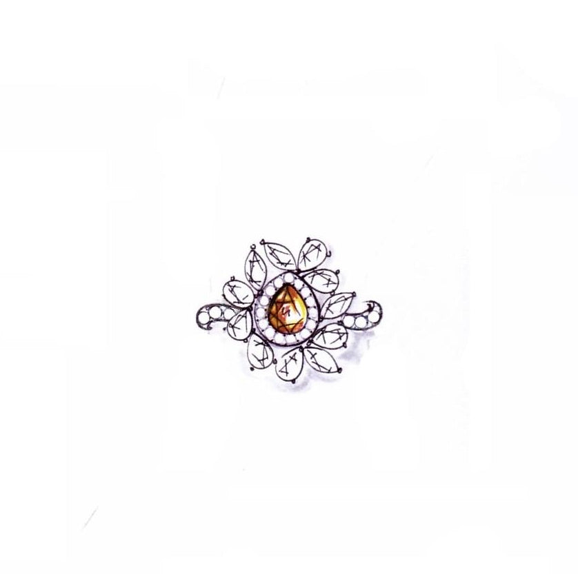 Miss Diamond Ring Flower Fancy Yellow Diamond Jewelry illustration sketch