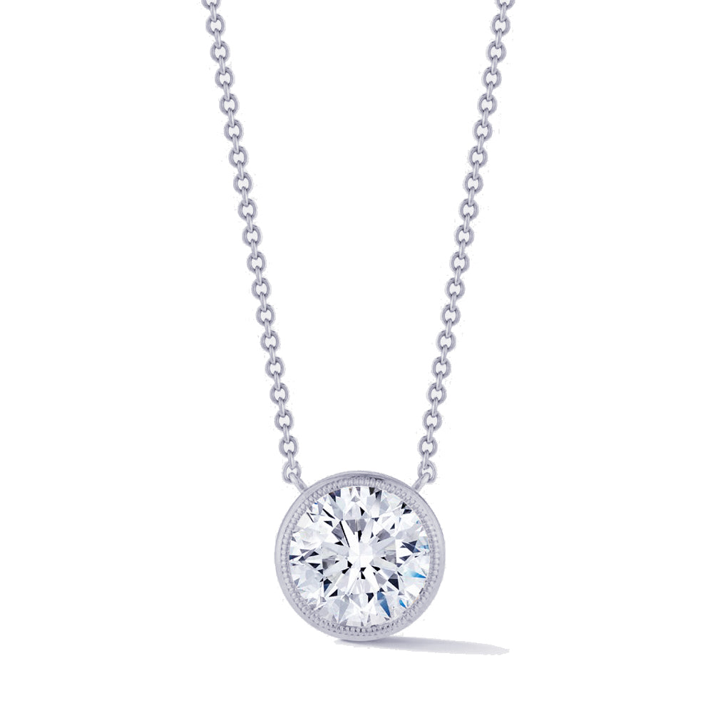Miss Diamond Ring round pendant necklace with milgrain detail