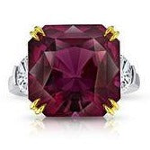 14 Ct. Three Stone Purple Spinel Ring with Half Moon Diamonds