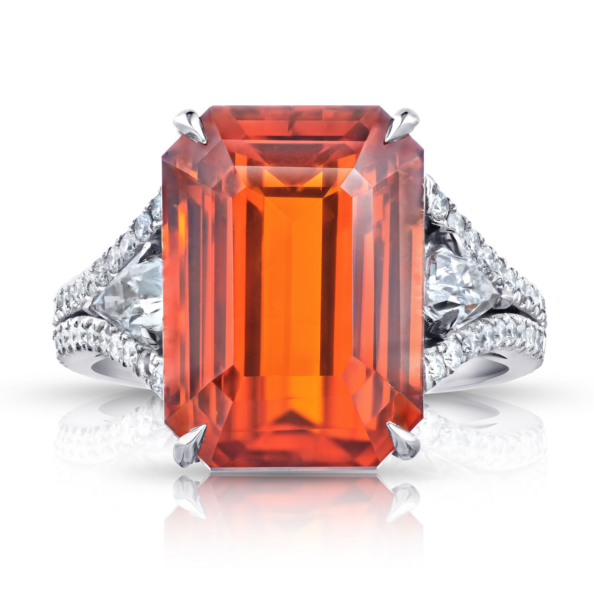 Orange Sapphire Diamond 5.10 Tcw. Unisex Watch Orange Sapphire Diamond Ring – 14k White Gold 2.6 TCW  main image 2