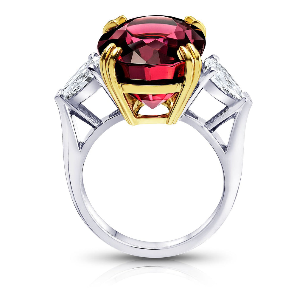 Miss Diamond Ring red Spinel yellow and white gold jewelry