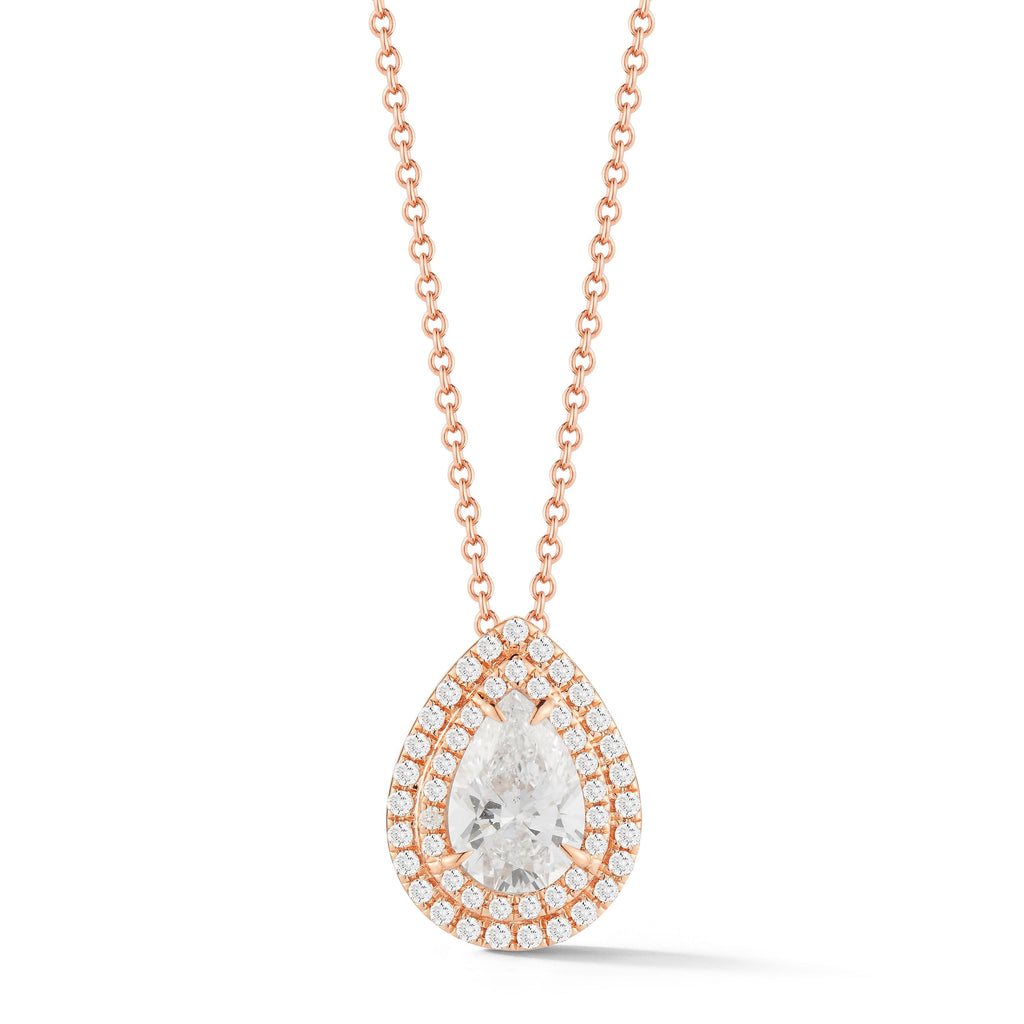 Miss Diamond Ring rose gold pave pear pendant necklace