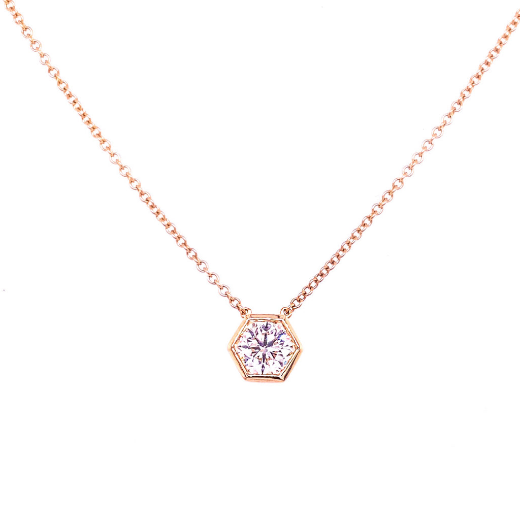 Rose gold diamond solitaire necklace on sale