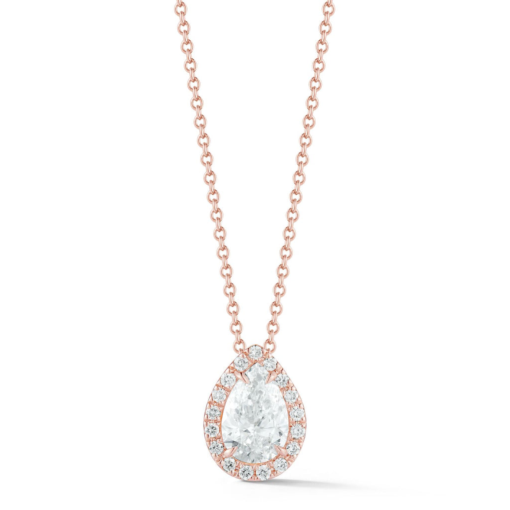 Miss Diamond Ring pink gold pear pendant necklace